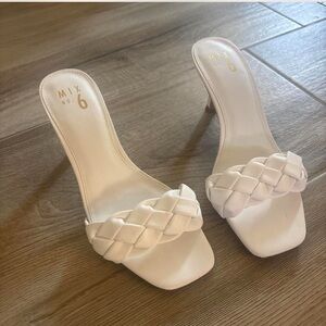 Mix No. 6 White Braided Slide Heels